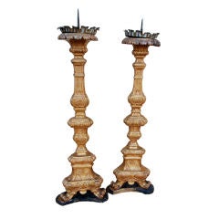 18th Century Italian Candlesticks Sicily Gilded