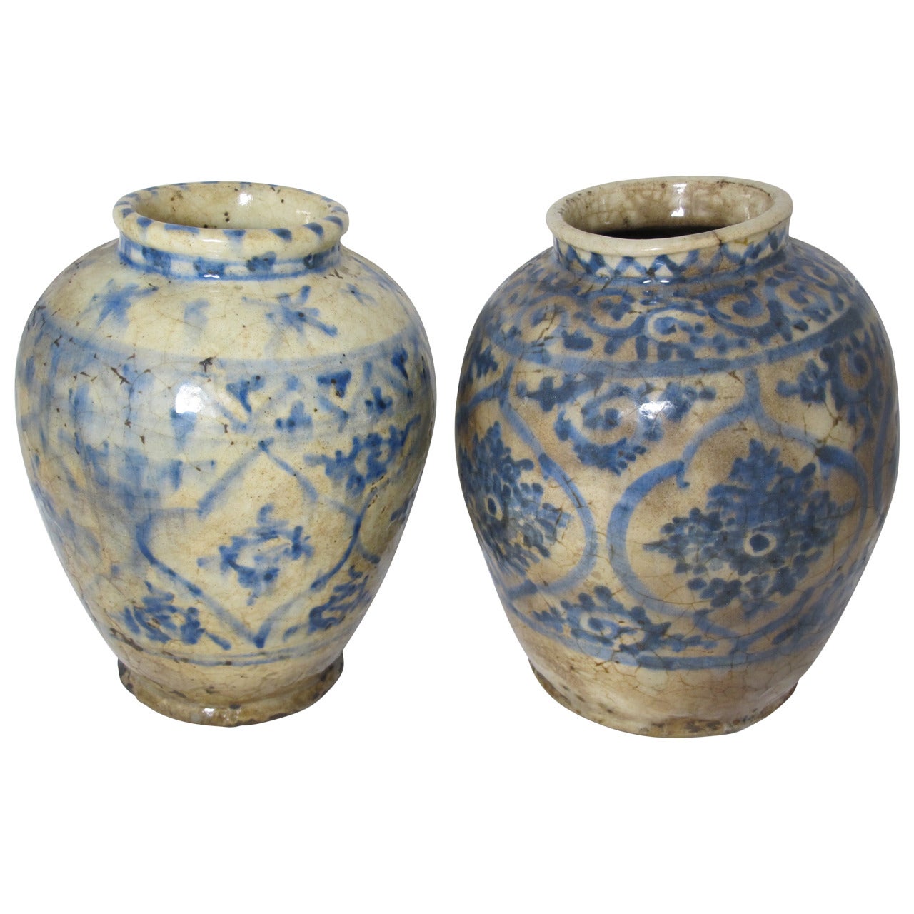 Two 16th Century Mamluk Blue and White Spice Jars