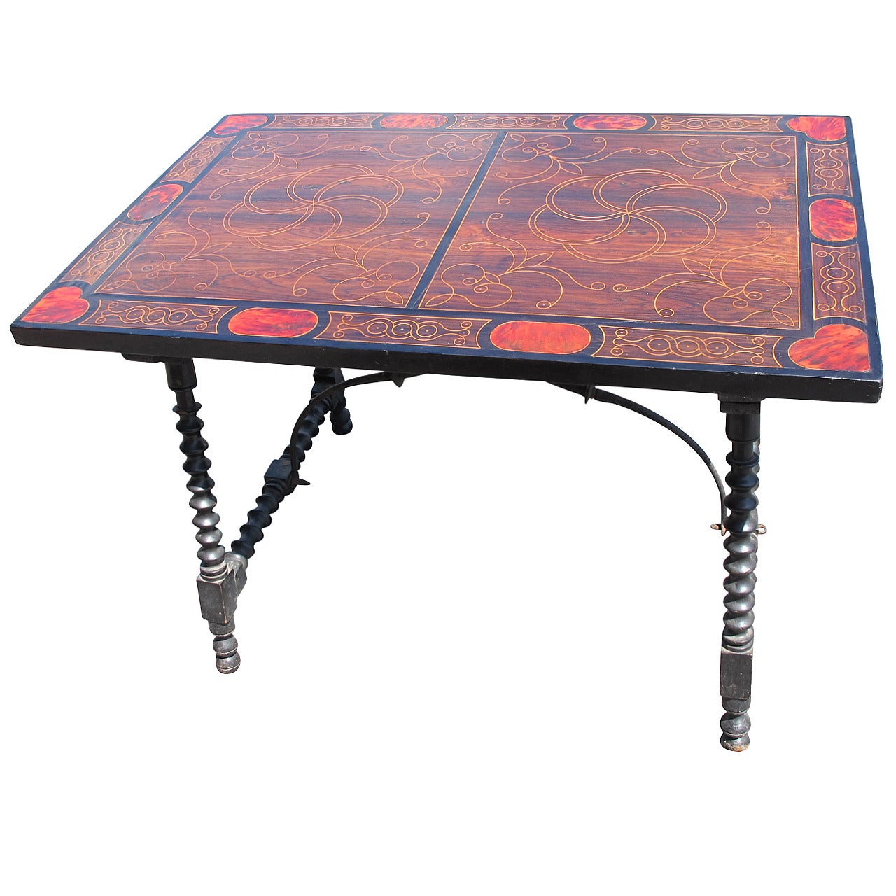 Stunning 19th Century Spanish Inlay Low Coffee Table For Sale