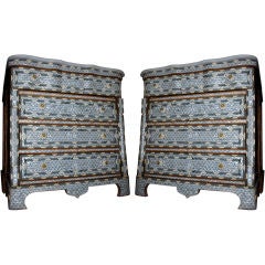 Vintage Pair of Syrian Mother of Pearl Inlay Dressers Low