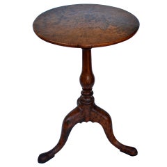 Antique 18th/ 19th Century American Burlwood Tilt Top Table