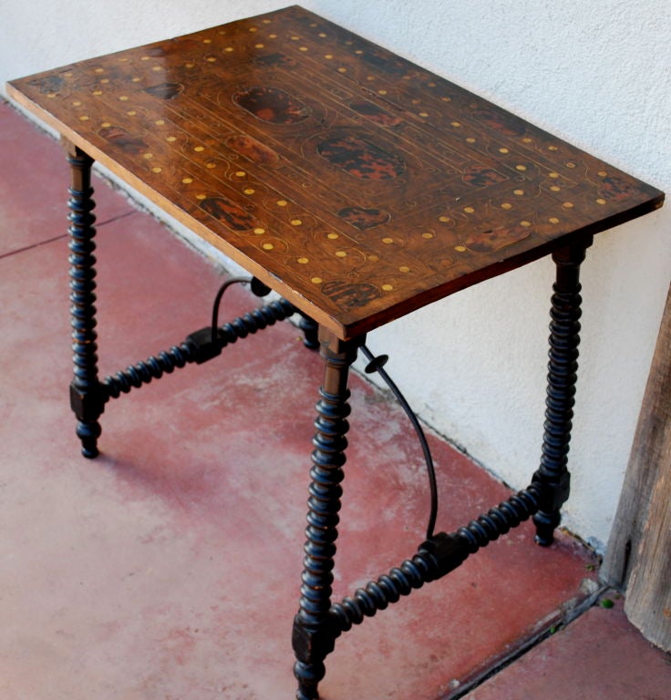 19th Century Spanish Tortoiseshell Inlayed Table