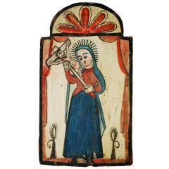 Antique New Mexican Retablo Rafael Aragon 19th Century