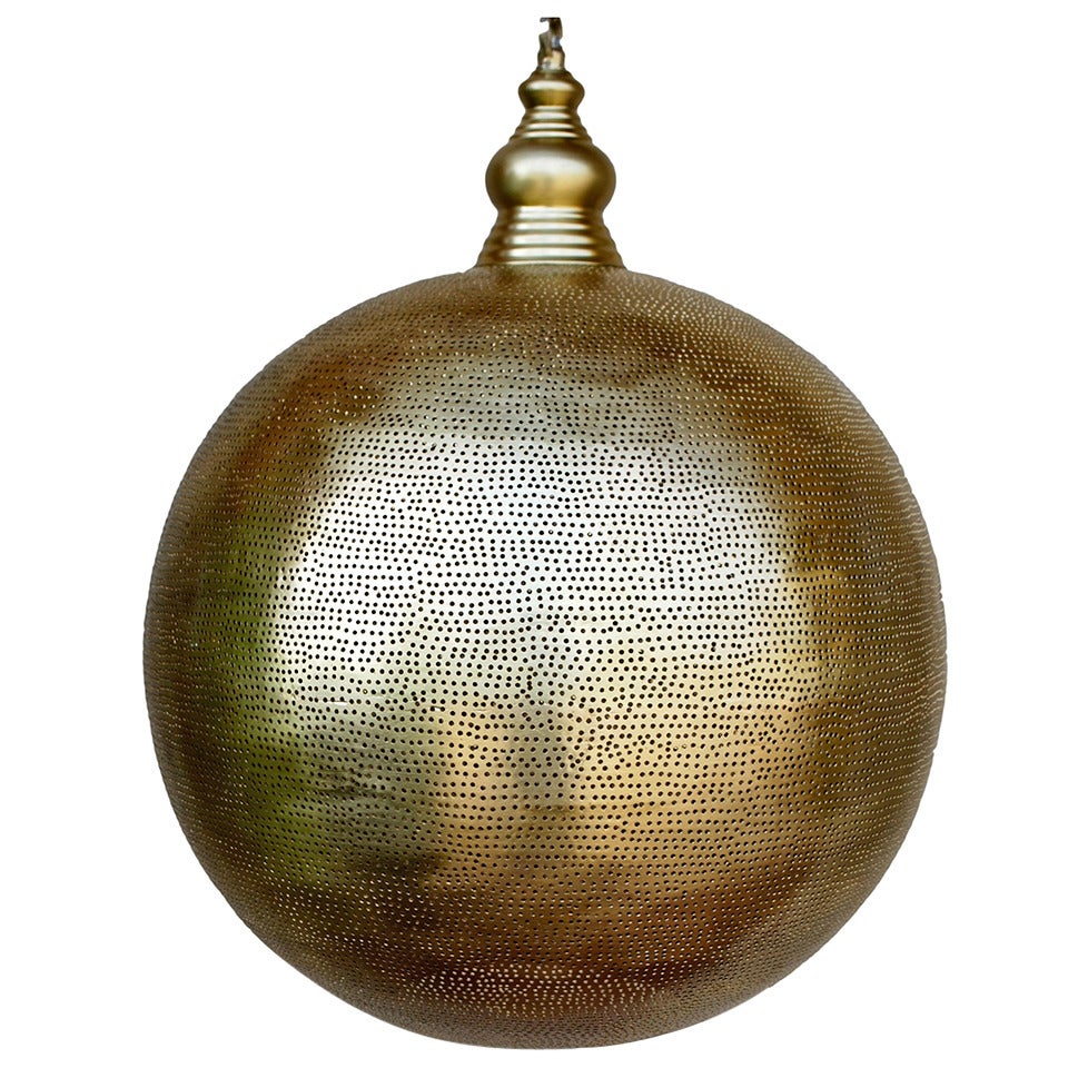"Lobo" Round Brass Modern Moroccan Design by Haskell Design For Sale