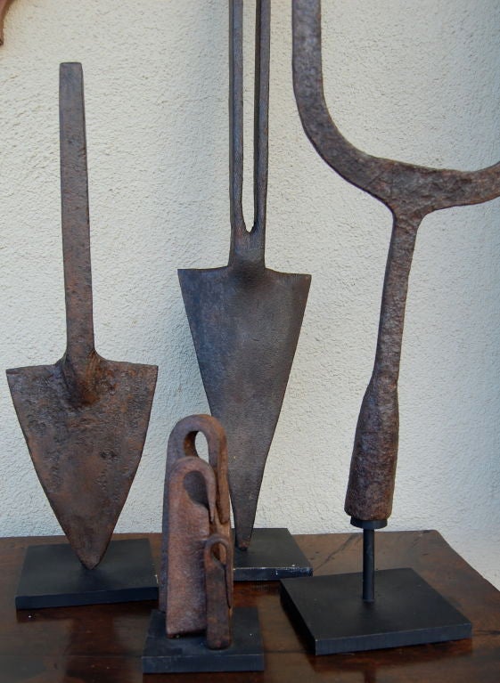 Beautiful Group of 18th Century Spanish Iron Tools Mounted In Good Condition For Sale In Montecito, CA