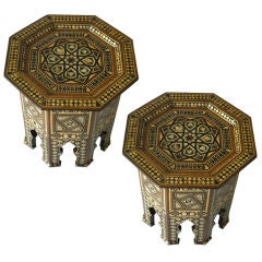 Pair of Mother of Pearl Inlay Syrian Side Tables Beautiful