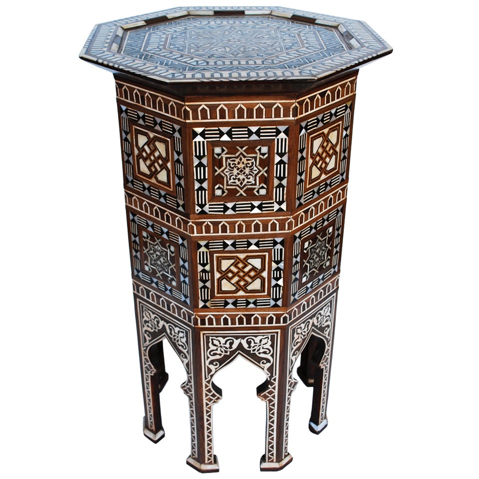 Pair of Beautiful Bone and Mother of Pearl Tables Moroccan