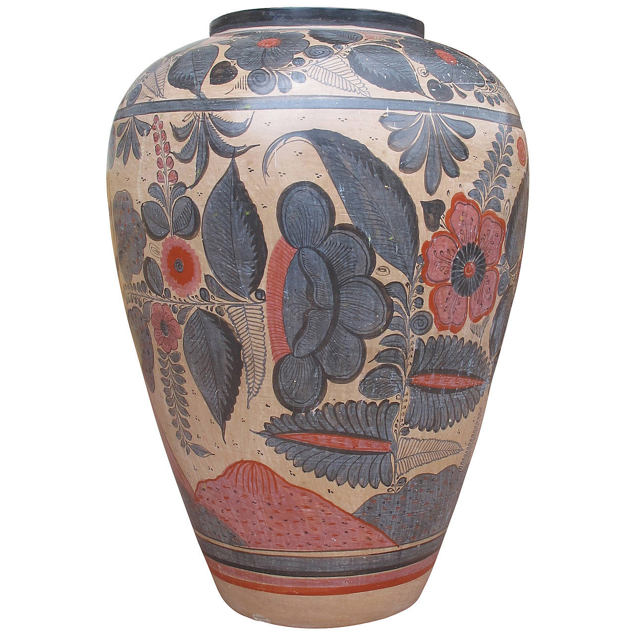 Very Large Mexican Tonala Vessel Vase at 1stDibs | tonala vase, large vases,  tonala pottery vase