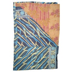 Vintage Beautiful Indian Kantha Quilt Blue Orange