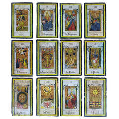 Antique Amazing Collection of 22 Large 19th Century French Tarot Card Tiles