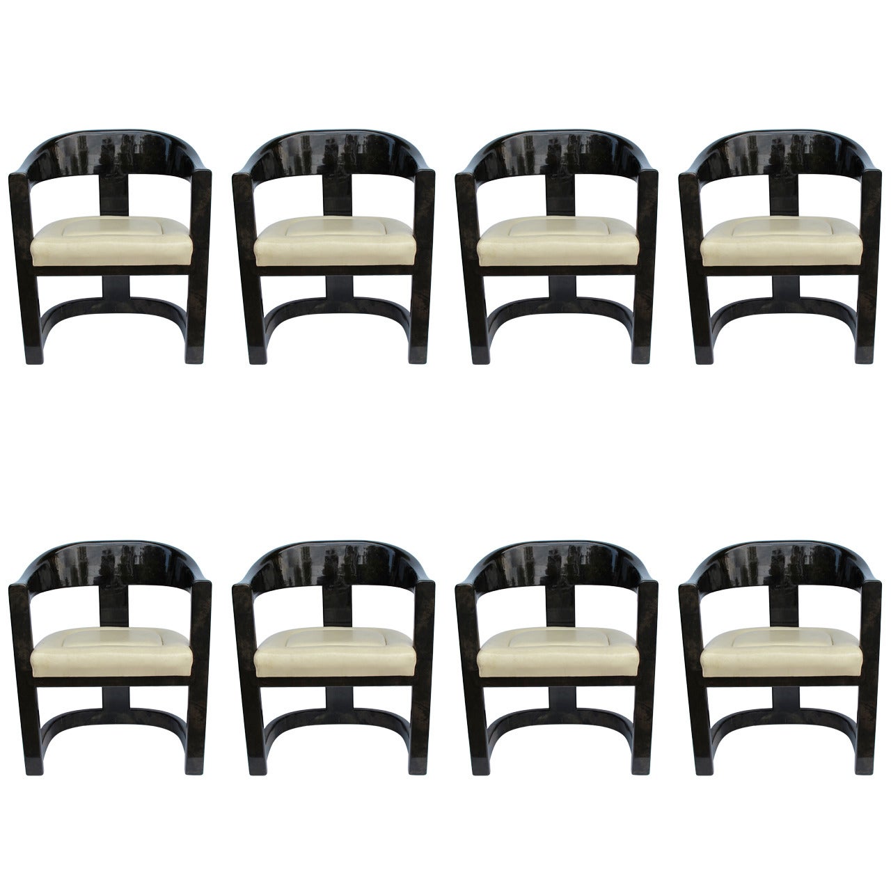 Rare and Chic Set of Eight Lacquered Karl Springer "Jackie O" Chairs