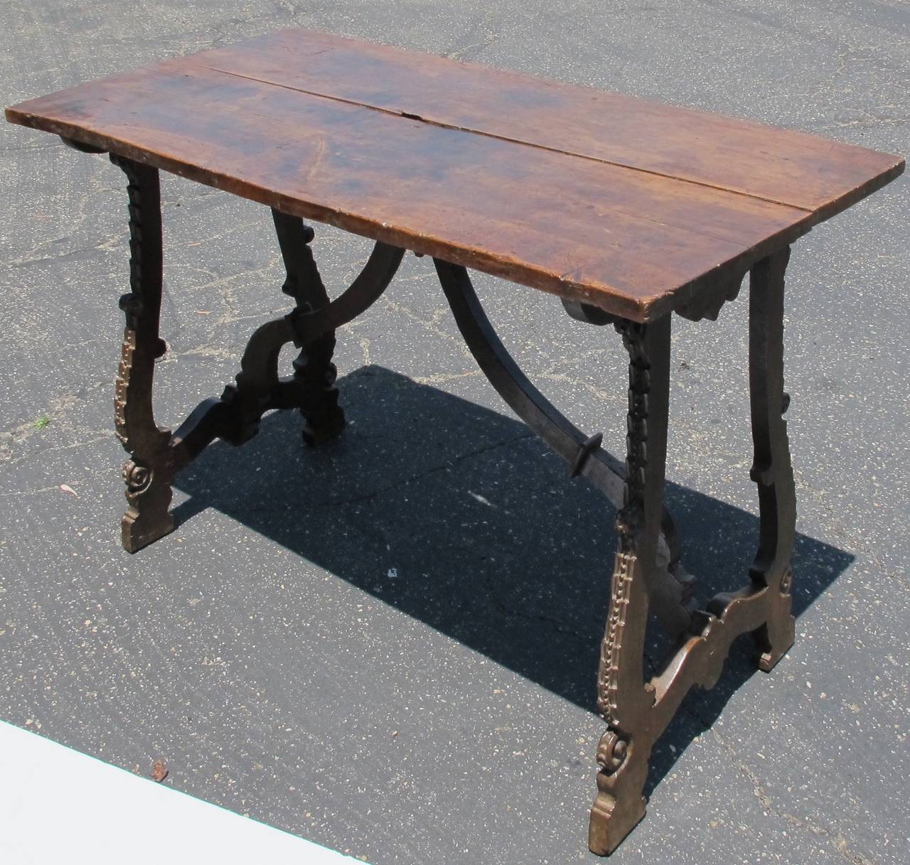 17th Century Italian Walnut Console Table In Good Condition In Montecito, CA