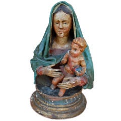 Large 17th Cent Madonna & Child Santo Carving Italian or Spanish