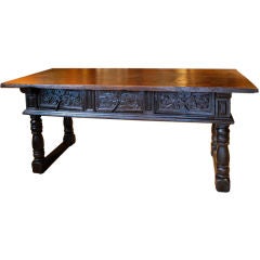 Antique Outstanding 17th Century Spanish Chestnut Console Table