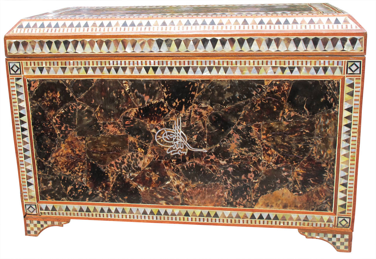 Stunning 19th Century Ottoman, Turkish Mother-of-Pearl Marquetry Chest 3