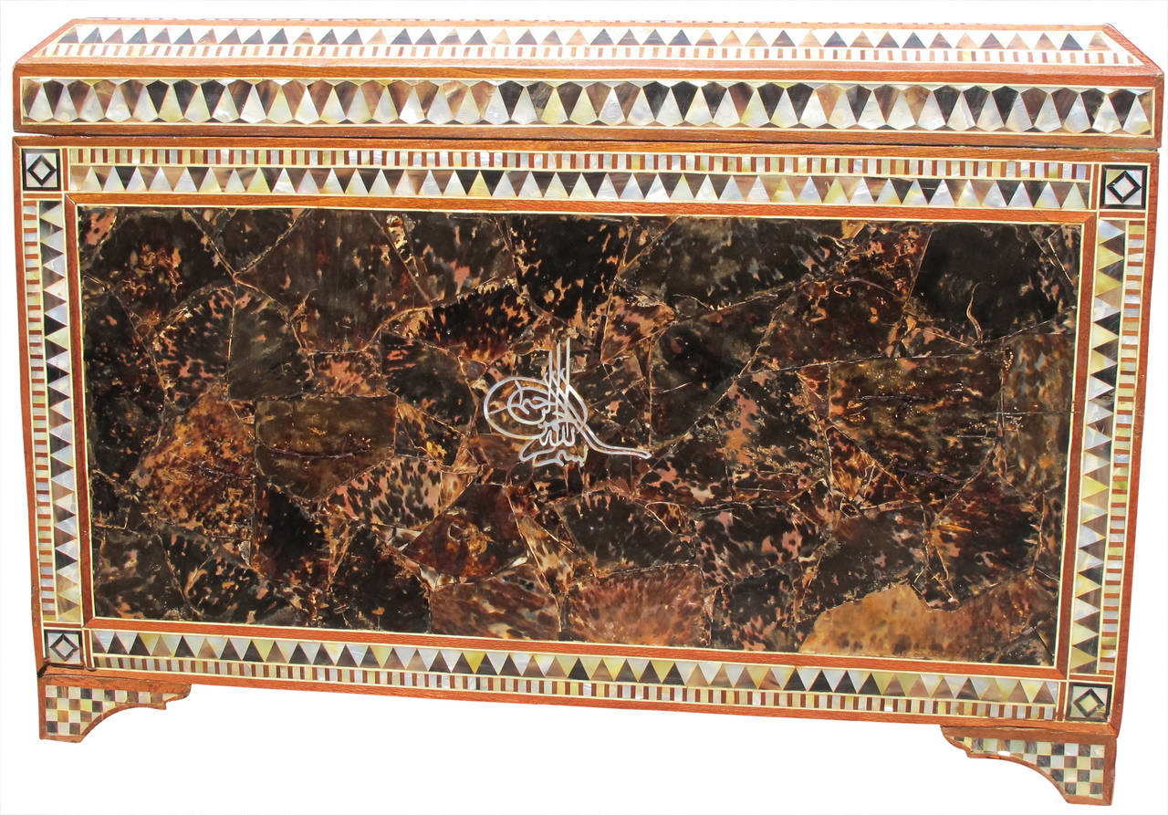 Stunning 19th Century Ottoman, Turkish Mother-of-Pearl Marquetry Chest 1