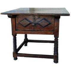 Nice 18th Century Spanish Table with Turned Legs