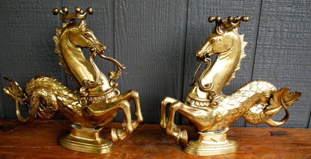 Excellent pair of Venetian Brass Gondola Seahorses.<br />
<br />
<br />
<br />
<br />
<br />
<br />
<br />
Haskell Antiques-Specializes in rare 16th, 17th, 18th Century Italian, Spanish, French, Syrian, Moroccan, French, Spanish Colonial,