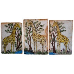 Outstanding Group of Large 18th Century Persian Giraffe Tiles