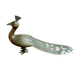 Large Vintage Brass Peacock