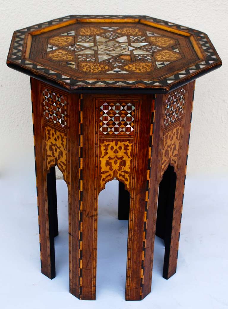 Very nice 19th Century Moresque Inlay End or Side Table In Good Condition In Montecito, CA