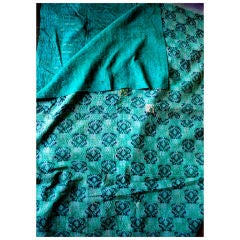 Vintage Gorgeous Indian Kantha Quilt Aqua