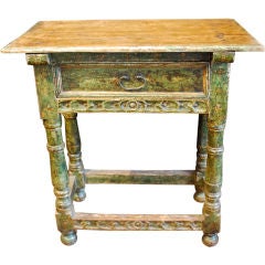 18th Century Spanish Colonial Table Beautiful Green Polychrome