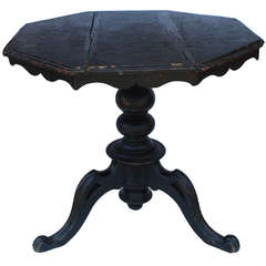 Antique Rustic Ebonized Flemish Octagonal Table