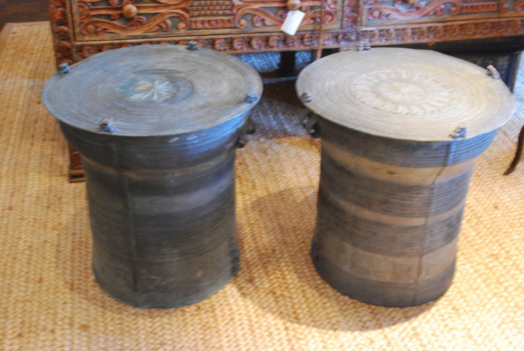 Fantastic Large 19th Century Bronze Rain Drums 1