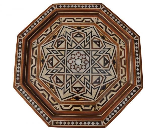 Beautiful pair of Mother of Pearl, Ebony, Bone Moroccan Side tables.<br />
<br />
<br />
<br />
<br />
<br />
<br />
<br />
<br />
<br />
Haskell Antiques-Specializes in rare 16th, 17th, 18th Century Italian, Spanish, French, Syrian,