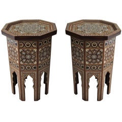 Pair of Moroccan Bone and Mother of Pearl Side Table