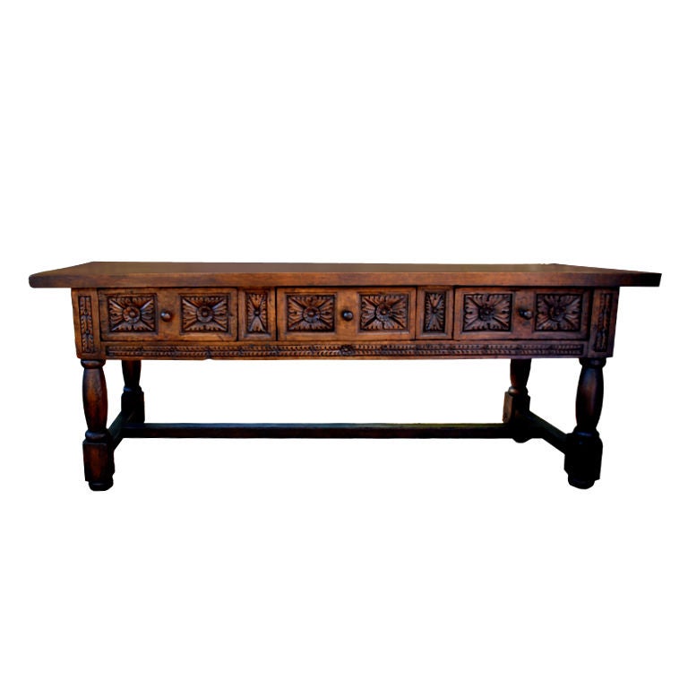 17th Century Walnut Spanish Console Table Museum Quality