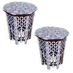 Beautiful Pair of Syrian Mother of Pearl Side Tables