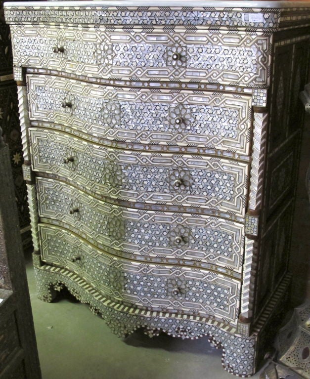 Very fine Mother of Pearl inlay dresser. Extremely intricate design.














Haskell Antiques-Specializes in rare 16th, 17th, 18th Century Italian, Spanish, French, Syrian, Moroccan, French, Spanish Colonial, Anglo Indian,