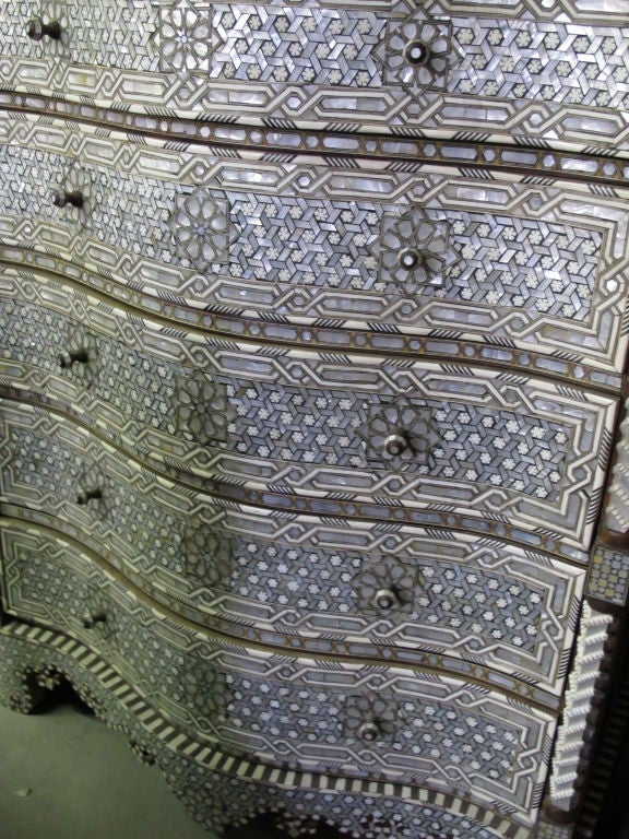 20th Century Syrian Mother of Pearl Inlay Chest of Drawers Dre Very Intricate