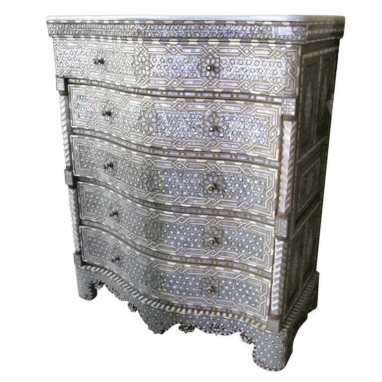 Syrian Mother of Pearl Inlay Chest of Drawers Dre Very Intricate