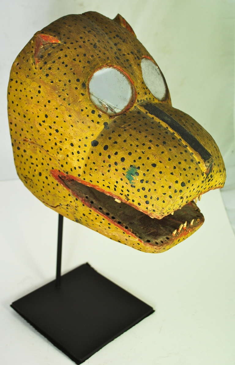Folk Art Excellent Mexican Jaguar Mask Early 1900's