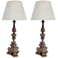 Nice Pair of Italian Polychrome Lamps
