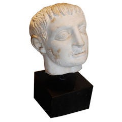 19th C Romanesque Stone Bust Portrait Head
