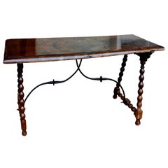 18th Century Spanish Walnut Table Sofa Console