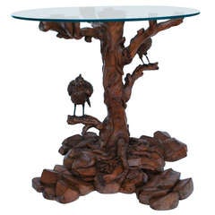 Incredible Faux Bois Table with Tree and Birds