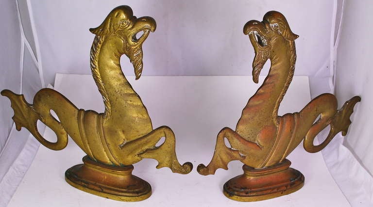 Bronze Very Nice Pair of Early Venetian Gondola Seahorses