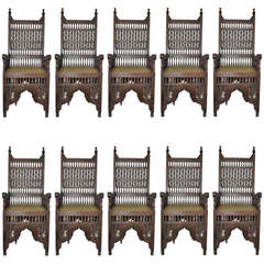 Set of Ten Moroccan Chairs with Custom Upholstery