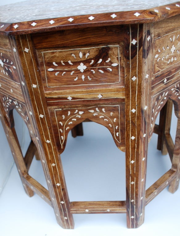 Anglo Indian Inlay Side Table In Good Condition In Montecito, CA