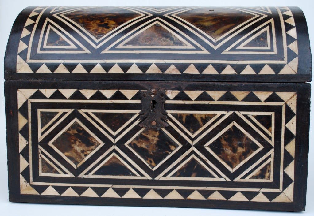 Beautiful Bone, ebony and tortoiseshell table chest with wrought iron hardware.












Haskell Antiques-Specializes in rare 16th, 17th, 18th Century Italian, Spanish, French, Syrian, Moroccan, French, Spanish Colonial, Anglo