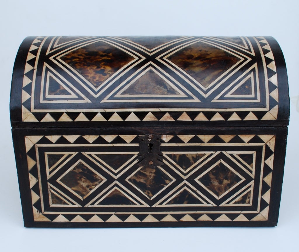 20th Century Middle Eastern Tortoiseshell and Bone Inlay Box