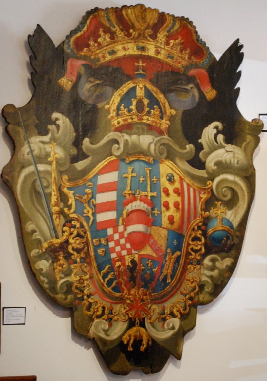 Painted Rare 18th Century Armorial Shield Coat of Arms Hapsburg Lorraine