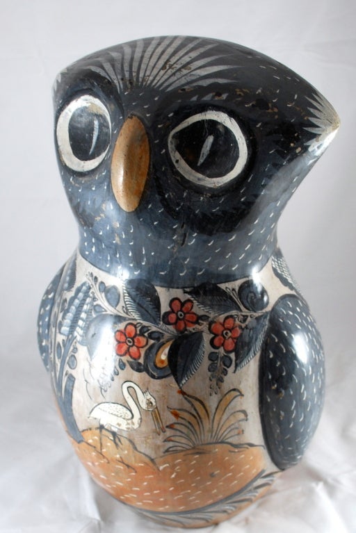 Great looking, very large Tonala ceramic owl.