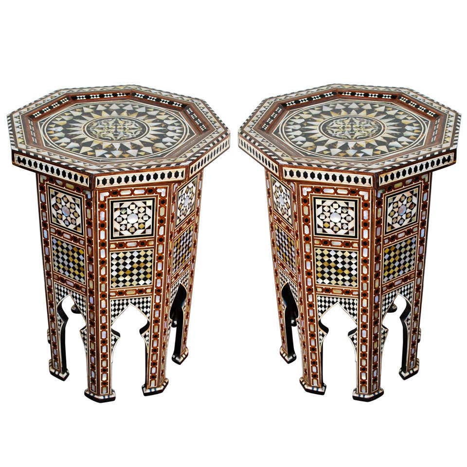 Beautiful Pair Of Moroccan Inlay Side Tables at 1stDibs | moroccan ...