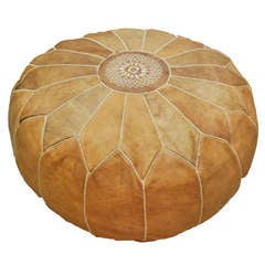 Large Leather Moroccan Pouf Ottoman 1